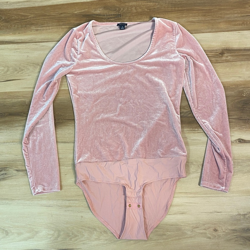 J. Crew Velvet Long Sleeve Scoop Neck Bodysuit Pink Size S